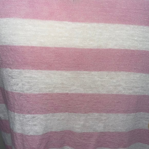 Joie 100% Linen Striped Oversized Pink White Knit Top Stretch XL T-Shirt Tee - Picture 6 of 9